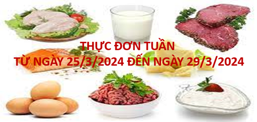 Thực đơn tuần của trẻ từ ngày 25/3/2024 đến 29/3/2024