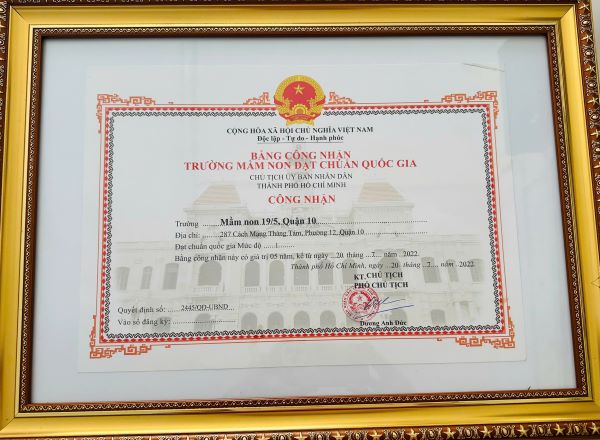 Quyết định công nhận trường Mầm non đạt chuẩn quốc gia mức độ 1 năm 2022 theo Thông tư số 19/2018/TT-BGDĐT