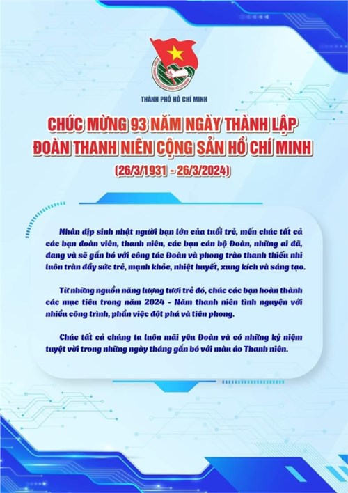[Chúc mừng 93 năm Ngày thành lập Đoàn TNCS Hồ Chí Minh (26/3/1931 - 26/3/2024)] 📥