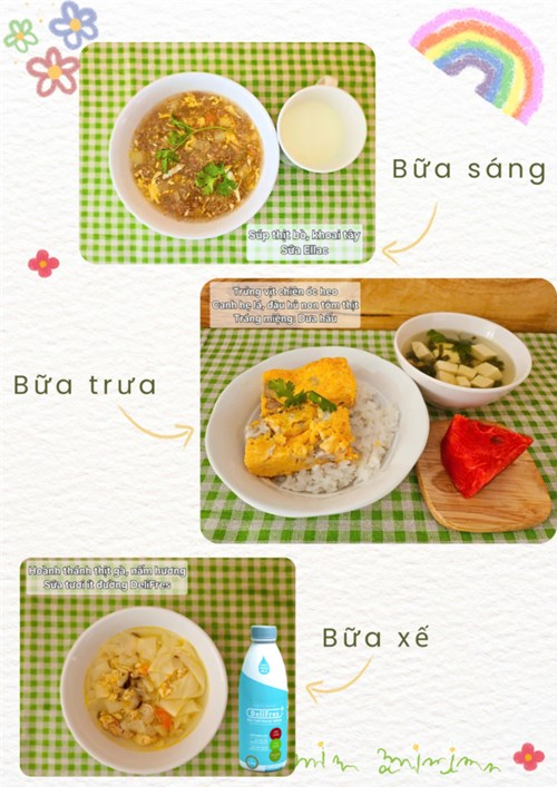 Bữa ăn của bé ngày 28/10/2024