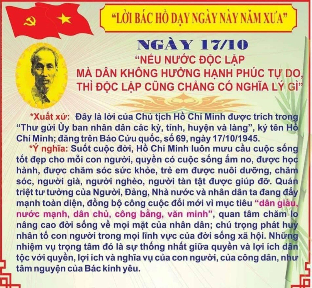 Lời Bác dạy ngày 17/10/2024