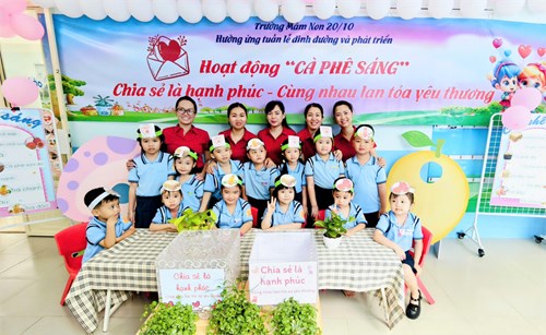 Trường Mầm non 20/10 đã tổ chức các hoạt động hưởng ứng tuần lễ “Dinh dưỡng và Phát triển” năm 2024 với chủ đề “Tăng cường tiếp cận đa dạng thực phẩm, giàu dinh dưỡng để đảm bảo an ninh lương thực, an ninh dinh dưỡng cho tất cả mọi người”.