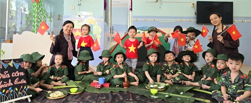 Hoạt động của các bé lớp Mầm 4 chào mừng ngày thành lập Quân đội nhân dân Việt Nam 22/12