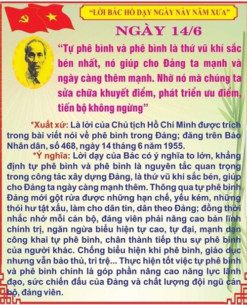 Lời Bác dạy ngày 14/6/2024