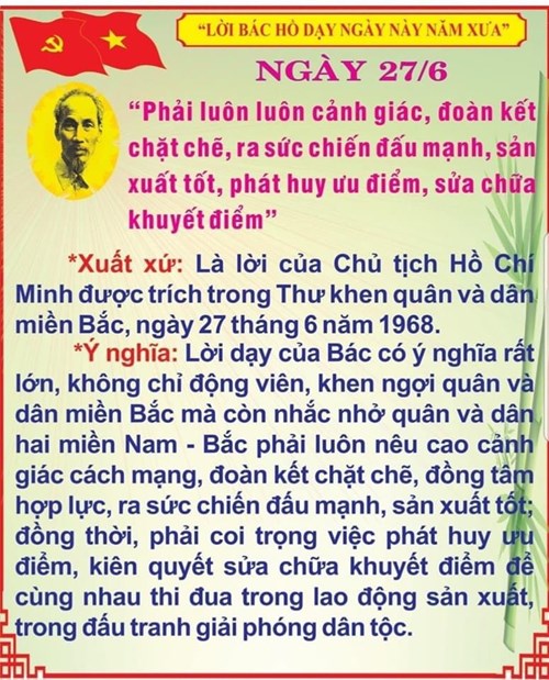 Lời Bác dạy ngày 27/6/2024