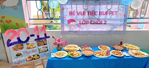 Tiệc buffet chào mừng Ngày Nhà giáo Việt Nam 20/11 tại lớp Chồi 2