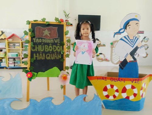 Hoạt động tạo hình:   Vẽ chú bộ đội hải quân  - Lớp 5-6 tuổi(1)