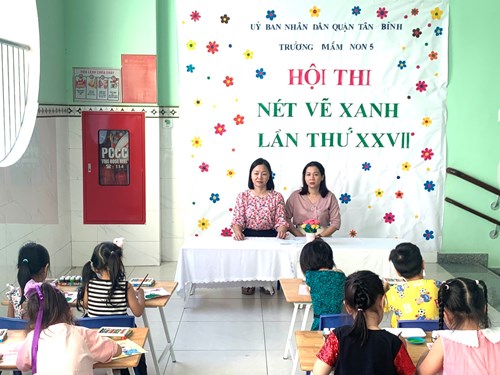 Trường Mầm non 5 tổ chức   Hội thi nét vẽ xanh   Lần thứ XXVII Năm học 2023-2024