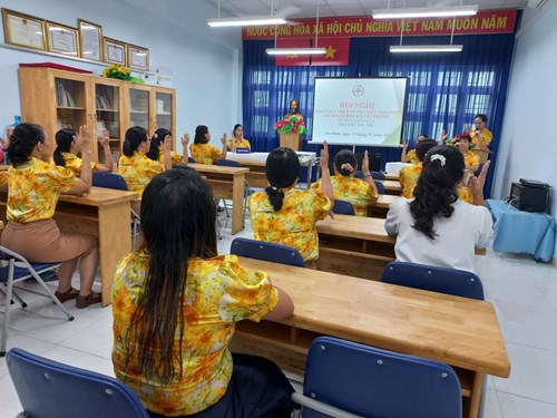 Hội chữ thập đỏ trường mầm non 5 tổ chức hội nghị sơ kết giữa nhiệm kỳ ( 2021- 2026)