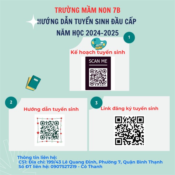Trường Mầm non 7B hướng dẫn đăng ký tuyển sinh đầu cấp Năm học 2024-2025