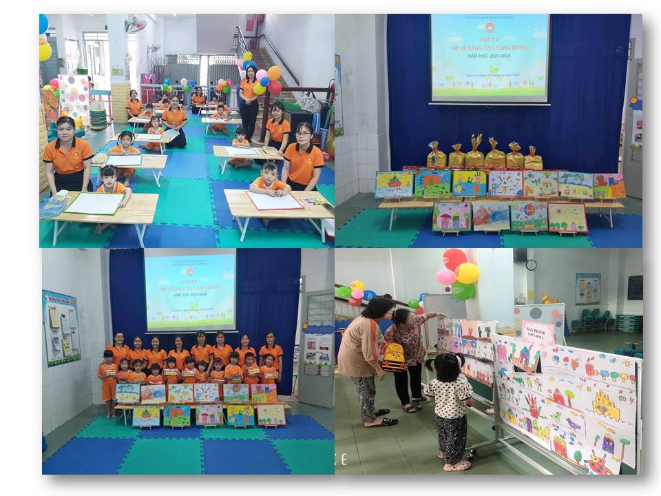Các bé Trường Mầm non Phường 8 tham gia hội thi bé vẽ sáng tạo