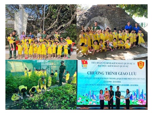 Các bé tham quan doanh trại bộ đội