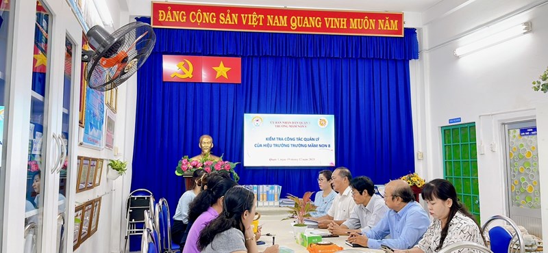 Trường Mầm Non 8 - Đón đoàn kiểm tra công tác quản lý của Hiệu trưởng Trường Mầm non 8 tháng 12/2024