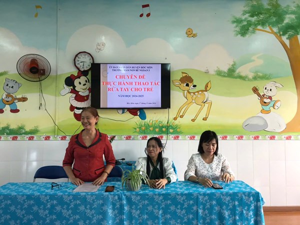 Trường Mầm non Bé Ngoan 3 tổ chức Chuyên đề  Thực hành thao tác rửa tay cho trẻ  năm học 2024 - 2025