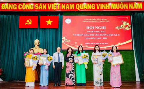 Phòng Giáo dục và Đào tạo Quận 1 tặng Giấy khen Trường Mầm non Bé Ngoan “Thực hiện tốt các chuyên đề nâng cao chất lượng giáo dục” Học kì 1 năm học 2023 - 2024.