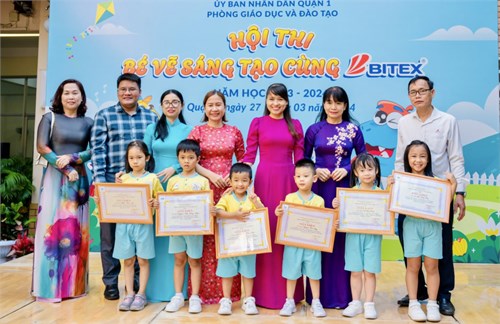 Học sinh Trường Mầm non Bé Ngoan đạt nhiều thành tích tốt tại hội thi  Bé vẽ sáng tạo cùng Bitex  cấp quận, năm học 2023-2024