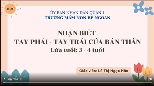 Nhận biết Tay phải, Tay trái của bản thân- Giáo viên Lê Thị Ngọc Hân