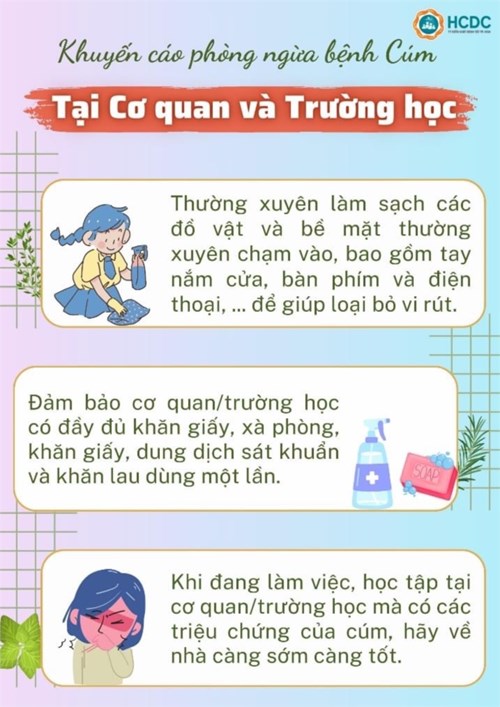 Khuyến cáo phòng ngừa bệnh cúm tại cơ quan và trường học