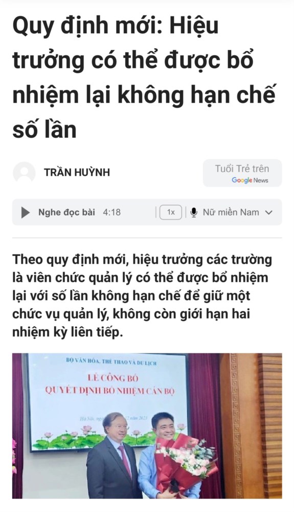 Quy định mới: Hiệu trưởng có thể được bổ nhiệm lại không hạn chế số lần