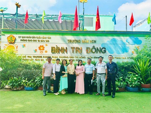 Sáng ngày 27/12/2024 Trường Mầm non Bình Trị Đông đón Đoàn kiểm tra công tác phố cập giáo dục, xóa mù chữ của Sở Giáo dục và Đào tạo Thành phố Hồ Chí Minh tại quận Bình Tân