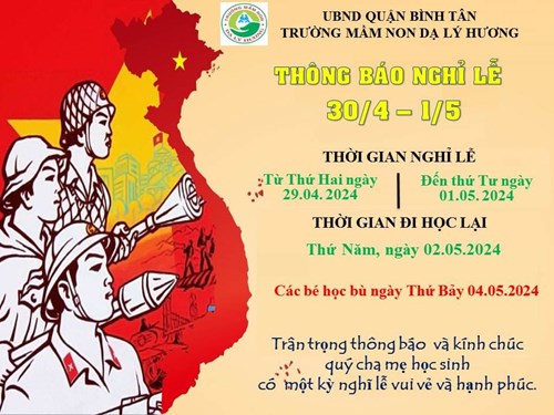 Thông báo nghỉ lễ 30/4 - 1/5 năm 2024