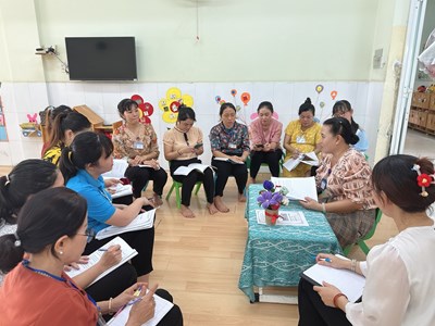 Hoạt động triển khai chuyên đề là một trong các nhiệm vụ của tổ Nhà trẻ năm học 2023-2024.
