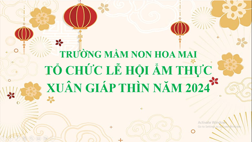 Lễ hội ẩm thực Tết tại trường Mầm non Hoa Mai với những gian hàng được trang trí bắt mắt theo phong cách cổ truyền. 
Lễ hội đã mang đến không khí vui tươi, rộn ràng là cơ hội để tạo sự gắn kết giữa giáo viên, trẻ và cha mẹ trẻ.Các bé rất háo hức khi được tham gia lễ hội đầy ý nghĩa và nhiều niềm vui.