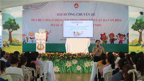 Trường MN Hoạ Mi tham gia dự Chuyên đề “TỔ CHỨC HOẠT ĐỘNG GIÁO DỤC ÂM NHẠC CHO TRẺ
THEO TIẾP CẬN ĐA VĂN HÓA  NĂM HỌC 2023-2024 tai trường Mẫu giáo Bông Hồng