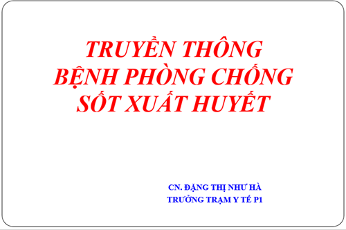 Phòng bệnh Sốt xuất huyết