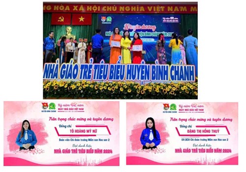 Chúc mừng 2 bạn đoàn viên Tô Hoàng Mỹ Nữ và Đặng Thị Hồng Thủy đã đạt NHÀ GIÁO TRẺ TIÊU BIỂU NĂM 2024
Kính chúc các thầy, cô luôn giữ mãi  ngọn lửa  nhiệt huyết, tiếp tục phát huy tinh thần xung kích. Không ngừng tìm tòi, học hỏi, đổi mới phương thức, nội dung giáo dục, thực hiện tốt phương châm  Dạy tốt, học tốt  và thành công trong sự nghiệp  trồng người  của mình.
​