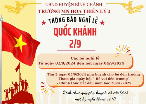 Thông báo nghỉ lễ Quốc Khánh 02/9