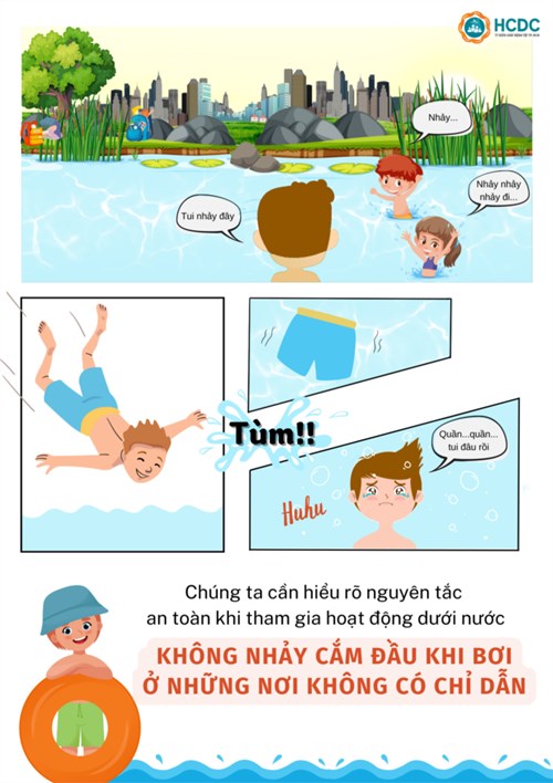 Truyện tranh tuyên truyền phòng tránh đuối nước cho trẻ