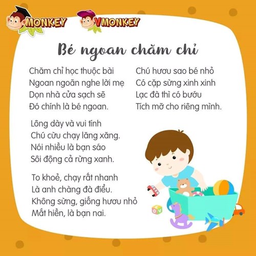 Thơ: Bé ngoan chăm chỉ
