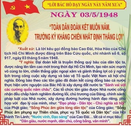 Lời Bác Hồ dạy ngày này năm xưa - 03/5
