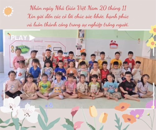 Các bé thể hiện tình cảm với cô nhân ngày 20/11