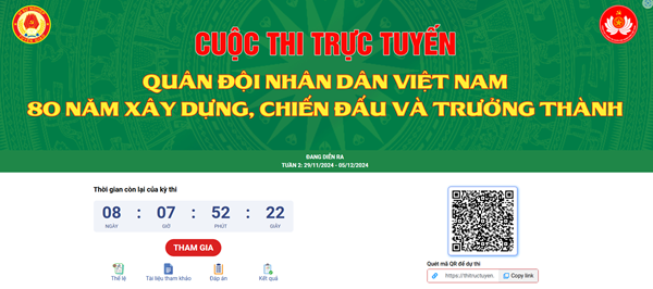 Hưởng ứng cuộc thi trực tuyến  QUÂN ĐỘI NHÂN DÂN VIỆT NAM - 80 NĂM XÂY DỰNG, CHIẾN ĐẤU VÀ TRƯỞNG THÀNH 