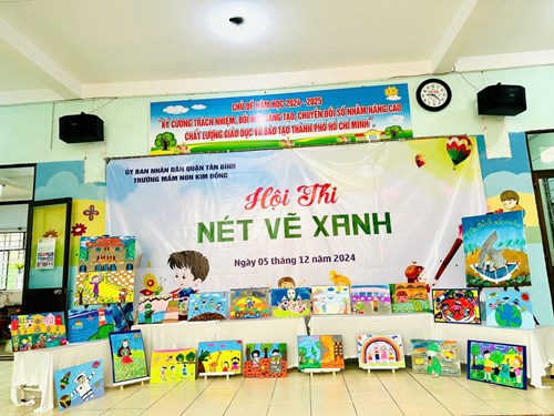 Trường mầm non Kim Đồng tổ chức Hội thi  Nét vẽ xanh  cho các bé vào sáng ngày 05/12/2024