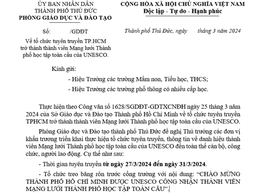 TP Hồ Chí Minh trở thành thành viên Mạng lưới Thành phố học tập toàn cầu của UNESCO