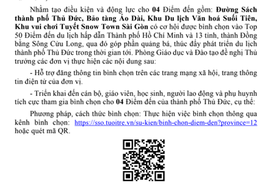 Chương trình bình chọn điểm đến du lịch hấp dẫn Thành phố Hồ Chí Minh và 13 tỉnh Đồng bằng sông Cửu Long năm 2024