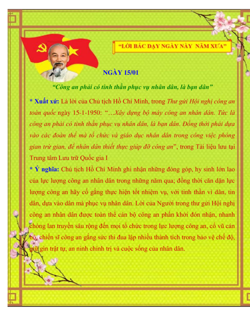 Lời bác dạy 15/01