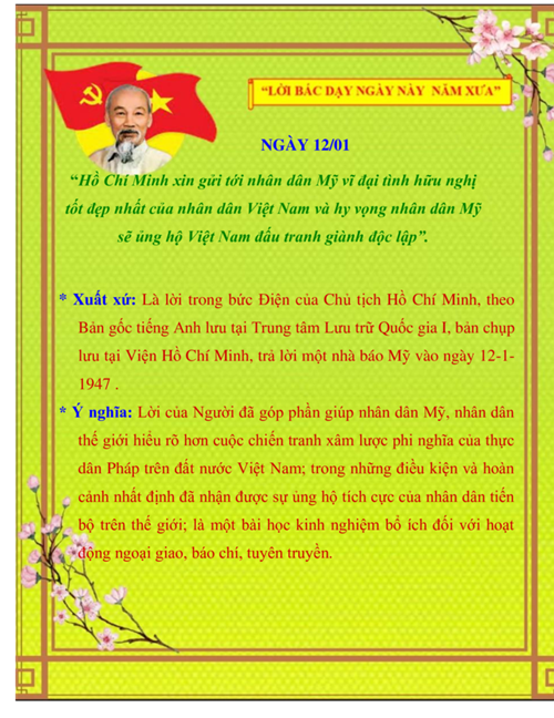 Lời bác dạy 12/01