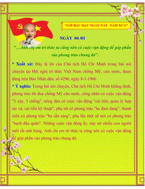 Lời bác dạy 04/01