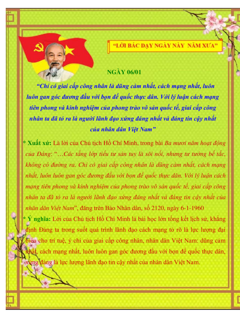 Lời bác dạy 06/01