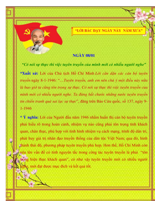 Lời bác dạy 08/01