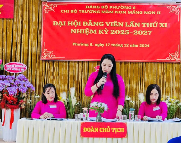 Ngày 17/12/2024, Chi bộ trường Mầm non Măng non II tổ chức Đại hội Đảng viên lần thứ XI, nhiệm kỳ 2025 – 2027