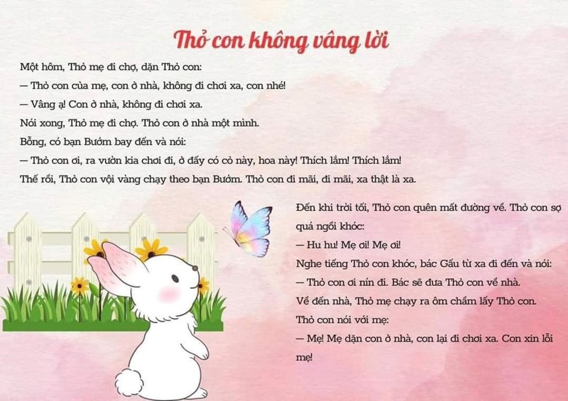 Trường MN Phú Hòa Đông - Truyện ngắn: Thỏ con không vâng lời