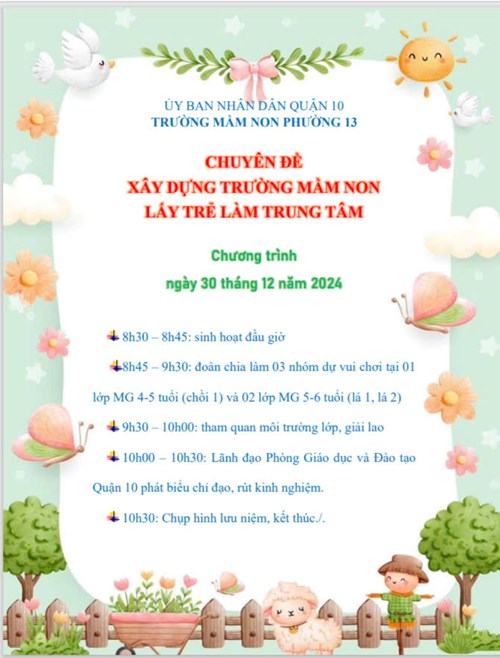 Chào mừng Quý Thầy Cô về tham dự Chuyên đề xây dựng trường Mầm non lấy trẻ làm trung tâm năm học 2024 - 2025