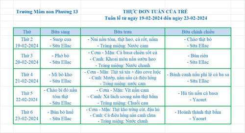 Tuần lễ từ ngày 19-02-2024 đến ngày 23-02-2024