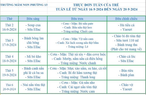 Tuần lễ từ ngày 16-9-2024 đến ngày 20-9-2024