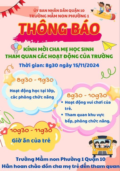 Thông báo tham quan hoạt động trường nhân ngày 20 tháng 11 năm 2024